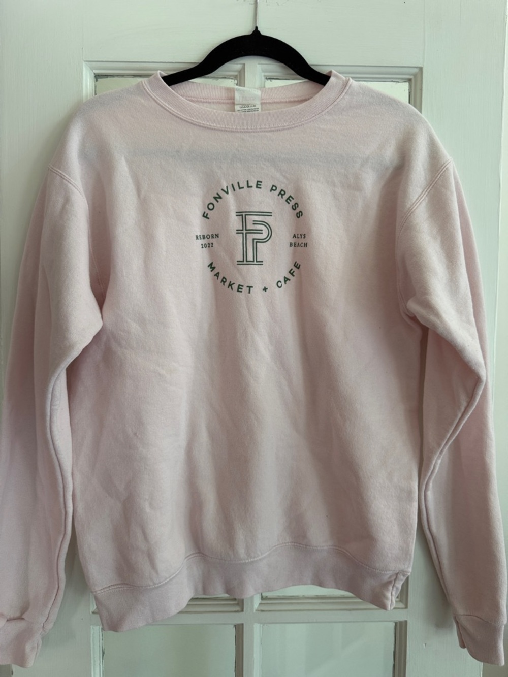 Hanes Pink Fonville Press Market + Cafe Crewneck Sweatshirt